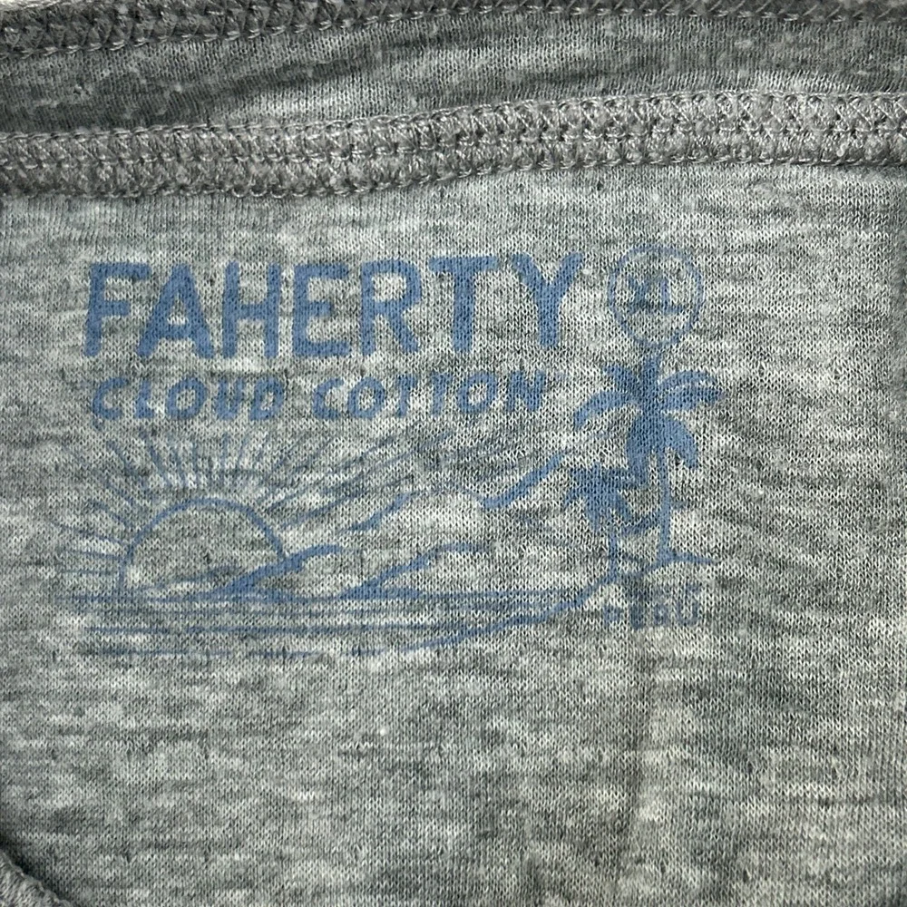 Faherty Henley Shirt Men's XL Gray Heathered Cloud Cotton Casual Long Sleeve